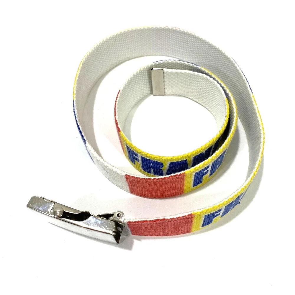 FRANCE woven canvas casual belt unisex style silver slide buckle red blue yellow